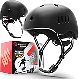 SKATEWIZ Fahrradhelm Kinder Fahrradhelm Herren in Schwarz Größe M | Fahrradhelm Damen Skaterhelm Dirt Bike Helm Kinder für Jungen und Mädchen