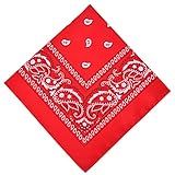 Aomig Bandana Damen Herren,Nickitücher Kopftuch Halstuch Männer, Unisex Tuch Bindetuch, Headwear Haar Schal Paisley Muster, Rot (55 x 55 cm)