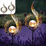 Gadgy Solarlampen für Außen, 2er Set, Wasserdichte LED Laternen für Garten Deko, Elegante Außenbeleuchtung, Schwarze Gartenleuchten