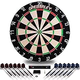 Dartboard Dartscheibe Kork Dartscheibe mit Pfeilen Offizielles Steeldartscheibe Sisal Dartscheibe Steeldart Dartscheibe Set12 Dartpfeile Metallspitze für 4 Spieler,24 Flights, Rotierender (GS01)