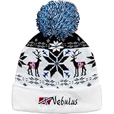 Nebulus Unisex Mütze Inverno, mit Norweger Muster, mit Bommel, weiß-schwarz - OS