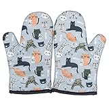 XLKJ Ofenhandschuhe Hitzebeständig Backofenhandschuh Topfhandschuhe Baumwolle Oven Gloves Kochhandschuhe Küche Handschuhe für Backofen Kochen