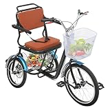 banborba 20 Zoll Dreirad für Erwachsene, 3 Räder Fahrrad mit 20 Zoll Vorderrad, 16 Zoll Hinterrad, Einstellbar Seniorenfahrrad für ältere Menschen, Cruise Bikes mit Rückenlehne, Einkaufskorb (schwarz)