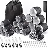 50 Stücke Lockenwickler Set, 24 Stück 4 Größen (60/48/36/25mm) mit 24 Edelstahl-Clips, Lockenwickler Groß, lockenwickler Selbsthaftend Hair Rollers für Lange, Mittlere & Kurze Haare