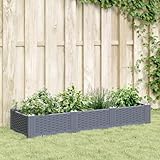 Xichuzi Pflanzkasten mit Erdspießen Grau 125x40x28,5 cm PP, Pflanzkübel Mit Rankgitter, Blumenkasten Mit Rankgitter, Spalier, Pflanzkasten, Pflanzgefäß - 368014