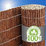 urfence Deine Oase: 110x500 Balkon Sichtschutz Gartenzaun Weidenzaun - Balkonverkleidung Wetterfest - Sichtschutzmatte Weide Sonnenschutz Sichtschutzzaun Garten Terrasse Weidenmatte Rollzaun Holzzaun