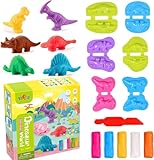 12 Stück Knete Play Doh, Knete Zubehör für Kinder ab 3 4 5 Jahre, DIY Knetwerkzeug Dinosaurier Kinderspielzeug, Play Doh Knete Set, Pädagogisches Kreative Spielzeug Geschenk für Jungen Mädchen