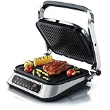 Arendo - Kontaktgrill Elektrogrill - elektrischer Tischgrill - Sandwichmaker - Multi Grill mit Digitalsteuerung 1900 W - 7 Programme - Leicht Reinigung durch abnehmbare Platten - Edelstahl
