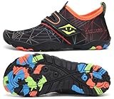 SAGUARO Badeschuhe Kinder Wasserschuhe Schwimmschuhe Jungen Mädchen Aquaschuhe Strandschuhe rutschfest Neoprenschuhe Surfschuhe Atmungsaktiv Wassersportschuhe Tauchschuhe St.2 Schwarz, Gr.34 EU
