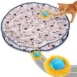 PUHOHUN Katzenspielzeugball Für Erwachsene Katzen Im Innenbereich | Interaktives Automatisches Katzenballspielzeug | Schnelles Rollen - Bewegungsaktiviertes Zwitschern| Mäusefangspiel (Braun)