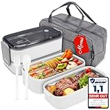 Premium Lunchbox Erwachsene und Kinder inkl. Tragetasche und Besteck Bento box Edelstahl mit Fächern Brotdose Kindergarten Lunch Jausenbox Brotdosen Bananenbox (Weiß)