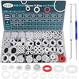 KEZE 660-teiliges transparentes Silikon-O-Ring-Set, bestehend aus 18 Größen und einem Silikondichtungssatz zum Abdichten von Sanitär-Wasserschläuchen