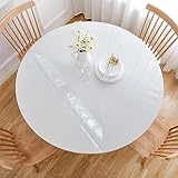 Wasserdichte runde Tischdecke, 150 cm, Premium, hitzebeständig, transparent, Wachstuch-Tischdecke, leicht zu reinigen und abzuwischen, Schreibtischabdeckung für Bürotische und Schminktische,