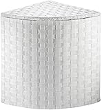 Kobolo Eckwäschebehälter aus Nylongeflecht - Weiß - Handgefertigt - 40 cm x 40 cm x 52 cm