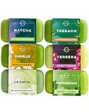 O Naturals 100% Natürliche und Biologische Barseife - 6 Stk Seifen mit Grünem Tee Feuchtigkeitsspendende - Reinigungskörperseife gemahlen Vegane - Zutaten Sheabutter Angereichert Männer & Frauen