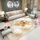 Xiaosua Teppiche Jugendzimmer Teppich Wohnzimmer Rosa Blume Abstrakt Retro Muster Teppich Schlafzimmer Langlebig Teppich Wohnzimmer Anti 120X200Cm Teppiche Raum Deko Rosa 3Ft 11.2''X6Ft 6.7''