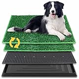 BRIAN & DANY 76 x 51 cm Hundeklo Hundetoilette Welpentoilette Trainingsrasen für Welpen, Hundetöpfchen mit 2X Kunstrasenmattes und Auffangschale für Drinnen und Draußen
