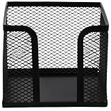 GARIOUANS Notizblockhalter Metallgewebe Multifunktionaler Notizspender und Stiftehalter Schwarzer Notizblockbehälter für Schreibtisch Büro Zuhause Schule