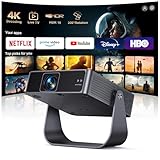 Smart Beamer【Kompatibel mit Netflix/Live TV/330° Drehbar】Mini Beamer 4K mit Autofokus/6D Trapezkorrektur, 1080P Full HD WiFi6 & Bluetooth Heimkino/Outdoor Mini Projektor 4K Tragbar für Handy/HDMI/PC
