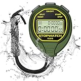 LIGHIGH wasserdichte Stoppuhr Timer, 30 Runden geteilter Speicher, Großem Display einfache Digitale Stoppuhr, keine Uhr/Wecker/Kalender/Geräusch Sport Stoppuhr für Schwimmen Laufen Fußball Trainer