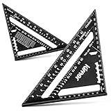 Kirner - 5in1 Zimmermannswinkel 180mm - Perfektes anreißen, messen und präzise 90 Grad Winkel - Profi Schreinerwinkel aus hochwertigem Aluminium, Winkelmesser Anschlagwinkel Metall, Speed Square