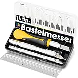OfficeTree 3x Bastelmesser Skalpell Set 16 tlg. Bastel Zubehör mit 3 verschiedenen Messern und 13 Ersatzklingen - Cuttermesser Basteln als Bastelwerkzeug
