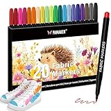 20 Textilstifte – Waschmaschinenfest und Permanent für T-Shirts, Stofftaschen, Schuhe und mehr – Ungiftig, ideal für Kinder und Erwachsene