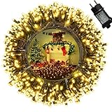 Qedertek Lichterkette Weihnachtsbaum 20M 200 LED Lichterkette Außen Strom Warmweiß mit Timer Speicherfunktion, Grünes Kabel, Wasserdicht 8 Modi Weihnachtsbeleuchtung für Garten Weihnachten Deko