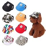 Gogobuddy Hundehüte, 8 Packungen mehrfarbige Haustier-Baseballkappe für Welpen, Sonnenhaube, Kappe mit Ohrlöchern und verstellbarem Nackenband für kleine bis mittelgroße Hunde und Katzen (groß)