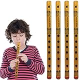 4 Bambusflöten aus Holz, C-Fippel, 6 Löcher, Musikinstrument, 32,5 cm, für Kinder