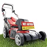 HECHT 5-IN-1 Elektro Rasenmäher mit 1.800 Watt Motor, 46 cm Schnittbreite, Radantrieb, Mulchfunktion, zentrale 7-Fach Schnitthöheneinstellung und 50 Liter Fangkorb für einen schön gepflegten Rasen