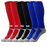MaoXinTek Fußballsocken Sportsocken Kinder Knie Lang Stutzen Jungen Mädchen Atmungsaktiv Verschleißfest Fußball Strümpfe für Laufen, Sportlich Training Socken Geschenk für 8-12 Jahren, 3 Paare