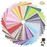 50 Stück Stoffe zum Nähen, 20 x 20 cm Baumwollstoff Paket Patchwork Stoffe Stücke Paket Baumwolltuch Stoffpaket Stoffes Set, Bunt Muster Baumwollstoff für Kleidung Vorhänge Bettwäsche DIY Basteln