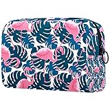 Kleine Make-up-Tasche für Geldbörse, tragbare Kosmetiktasche mit Reißverschluss, Make-up-Tasche, Reise-Kulturbeutel, Kulturbeutel für Frauen, Aquarell-Blumen, Mehrfarbig 06, 18.5x7.5x13cm/7.3x3x5.1in