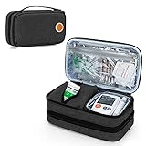 CURMIO Doppelschicht Insulin Reisetasche, Kühltasche für Diabetiker, Isoliert Tasche für Insulin und Diabetiker Zubehör. (OHNE KÜHLAKKUS UND ZUBEHÖR ENTHALTEN), Schwarz
