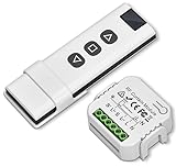 Funk Rolladensteuerung Nachrüstset, Funkschalter Jalousieschalter Set, Funkschalter für Rolladen Jalousien Markisen Bestehend, aus RF Fernbedienung+Empfänger Modul, Bis 100m Reichweite