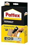 Pattex Hotmelt Supermatic Heißklebepistole, Klebepistole mit elektronischer Temperatursteuerung, Set mit Pattex 1 Heißklebepistole + 2 Klebesticks