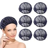 Jeffdad 6 Stück Haarnetz zum Schlafen, Haarnetze Mütze Nacht Schlafmütze Weiche Mesh Bonnet Schlafhaube Verstellbare Netzkappe Elastische Kochmütze für Frauen (Marineblau)