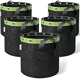 POTLAB 11l Stofftopf,5 Stück 11L Pflanzsack, Vliesstoff Pflanztasche mit Griffe für Tomaten,Kartoffeln,Erdbeeren.