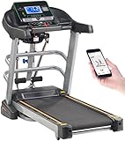 Newgen Medicals Bandmassagegerät: Profi-Laufband & Fitness-Station, App, Bluetooth, 18 km/h, 1.865 Watt (Bandmassagegerät Übungen, Heimtrainer-Laufband, Vibrationsplatte)