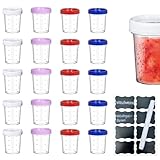 Yudobliss 20 Stück Frischhaltedosen mit Deckel, 120 ml Gefrierbehälter, Kleine Dosen mit Deckel Plastik, mit Blankoetikett, Rund Gefrier Behälter Tiefkühldose, Mini Vorratsdosen mit Messskala