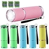 6 Stk Taschenlampe kinder, 9LED Mini Taschenlampe Kinder für mitgebsel kindergeburtstag, Aluminium Taschenlampe Klein mit 18 Batterien für Schule, Outdoor, Camping, Wandern, Notfälle