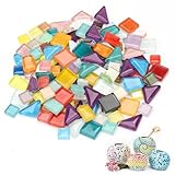 400g Kristall Mosaik Fliesen, Mosaiksteine zum Basteln Bunt, Mosaik Bastelset Kinder, Mosaikfliesen für Badezimmer, Küche, Heimdekoration, DIY Kunstprojekte (Farbmischung)