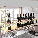 Weinregal zur Deckenmontage, höhenverstellbar, Metall, Weinflaschenhalter, Wandmontage, Champagnerkelche, Stielgläser, Aufbewahrungsregal