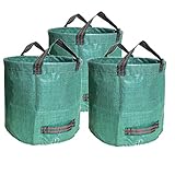 3er Set Gartensack -500L Gartenabfallsack mit extra verstärktem Boden -Heavy Duty Gartenarbeit Säcke, Rasen-Säcke, Wiederverwendbare Mülleimer, für Gras Laub Gartenabfall Grünschnitt