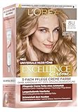 L'Oréal Paris Permanente Haarfarbe für jeden Hautton, Coloration ohne Ammoniak, Universale Nude-Töne mit vollständiger Grauhaarabdeckung, Excellence Creme, Nr. 8U Hellblond (Blond), 1 Stück