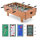 COSTWAY 4 in 1 Spieltisch, Tischkicker & Billardtisch & Hockeytisch & Air Tischtennistisch, Multifunktionstisch aus Holz, Tischfußball für Spielzimmer, Bars, Partys, Kickertisch für Kinder, Erwachsene