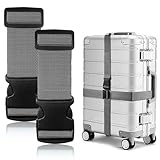 Tatxmalv 2 Stück Koffergurte, Einstellbare rutschfeste Kofferbänder, Koffer Zubehör für Schnell Erkennen Koffer (Grau)
