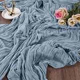 AUAUY Seihtuch Tischläufer, 2 Stück Grau-blau Käsetuch Tischläufer, Boho Gaze Käsetuch Tischläufer Rustikaler Durchsichtiger Läufer, Tischdecke für Boho Hochzeit Dekoration Geburtstagsparty 90x300 cm
