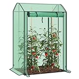 WOLTU Foliengewächshaus Tomatengewächshaus Treibhaus Gartenhaus Frühbeet Tomatenhaus Gemüse Gewächshaus Mit Ösen überwinterungszelt für Tomaten Reben und andere Kletterpflanzen Pflanzen Grün